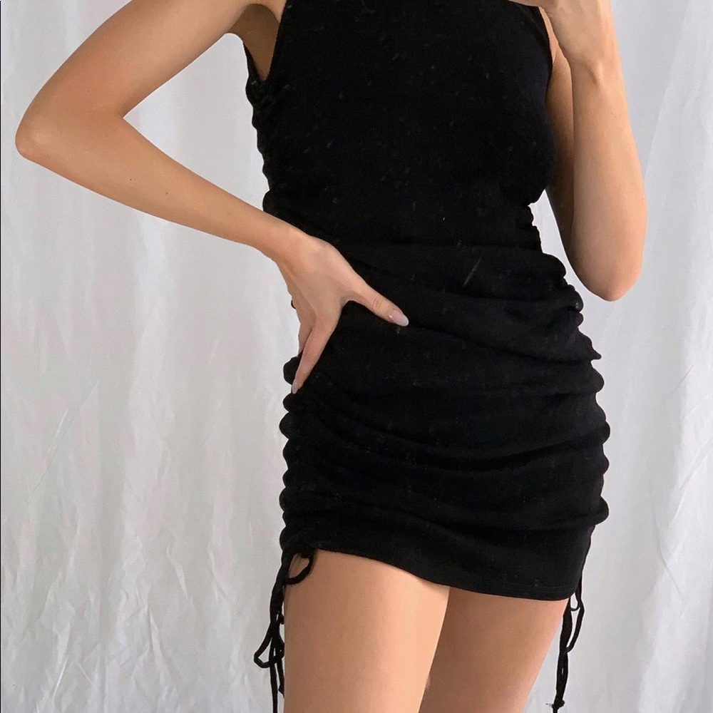 Black side tie dress